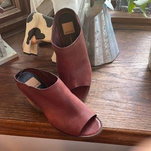 Leather heeled slides